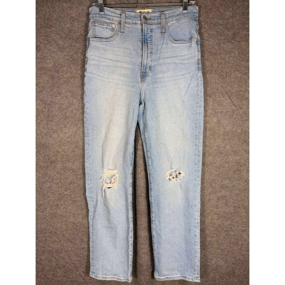 Madewell The Perfect‎ Vintage Straight Jean Light Wash Distressed Knee 28 DM5779